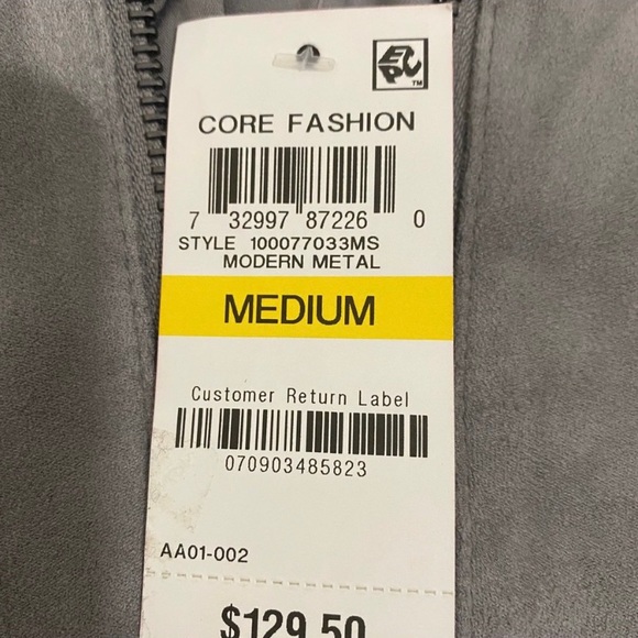 Alfani Women’s Modern Metal Gray Faux Suede Zip Up Jacket, Size Medium - Picture 11 of 13